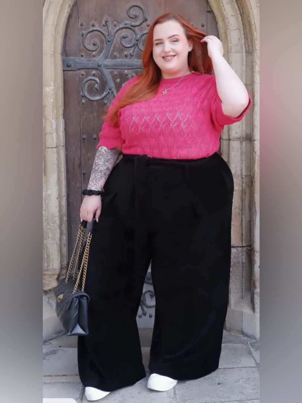 Snag Wide Leg Cord Tailored Trousers - Black - F2